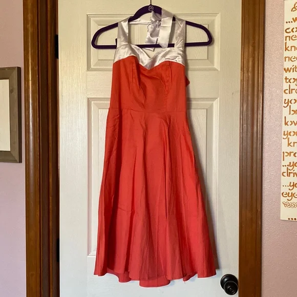 pearl halter neck dress Pearl Halter Neck Silk Maxi Dress Coral / EU34 main image 0
